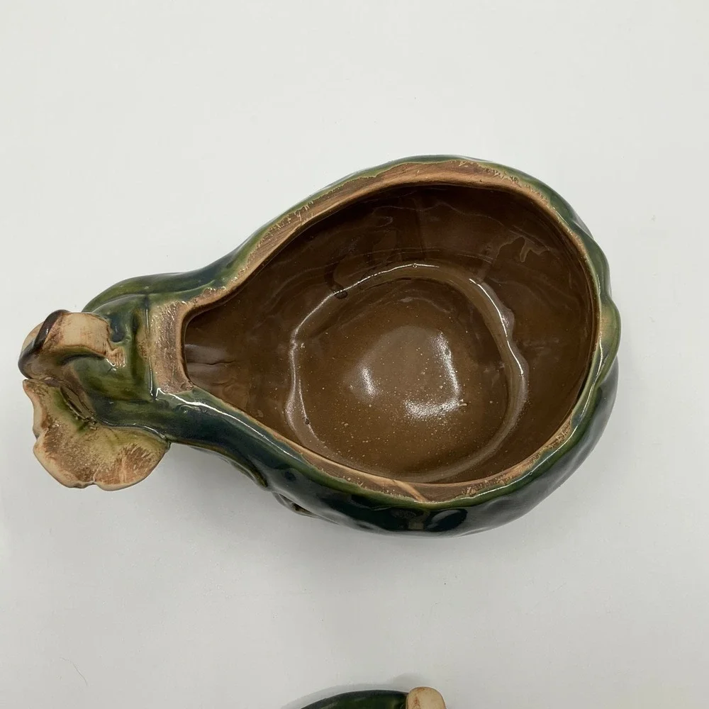 Vintage Botanical Ceramic Gourd Tureen Lidded Bowl Cottagecore Farmhouse Rustic
